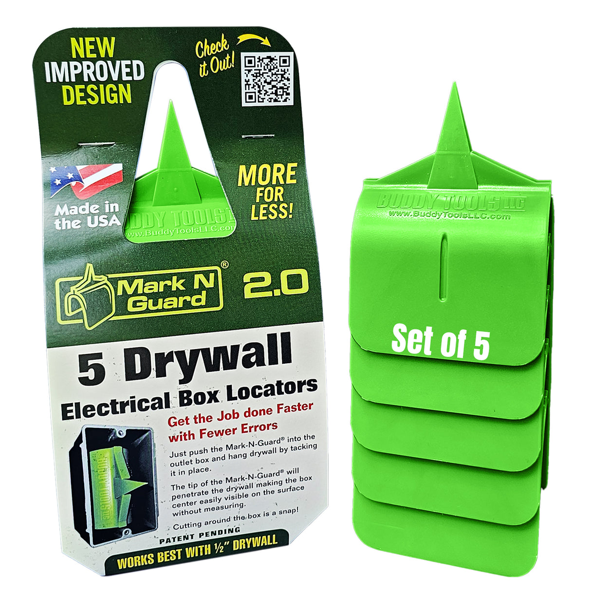Buddy Tools Mark N Guard - Herramienta profesional de localización de cajas eléctricas para paneles de yeso (paquete de 5)