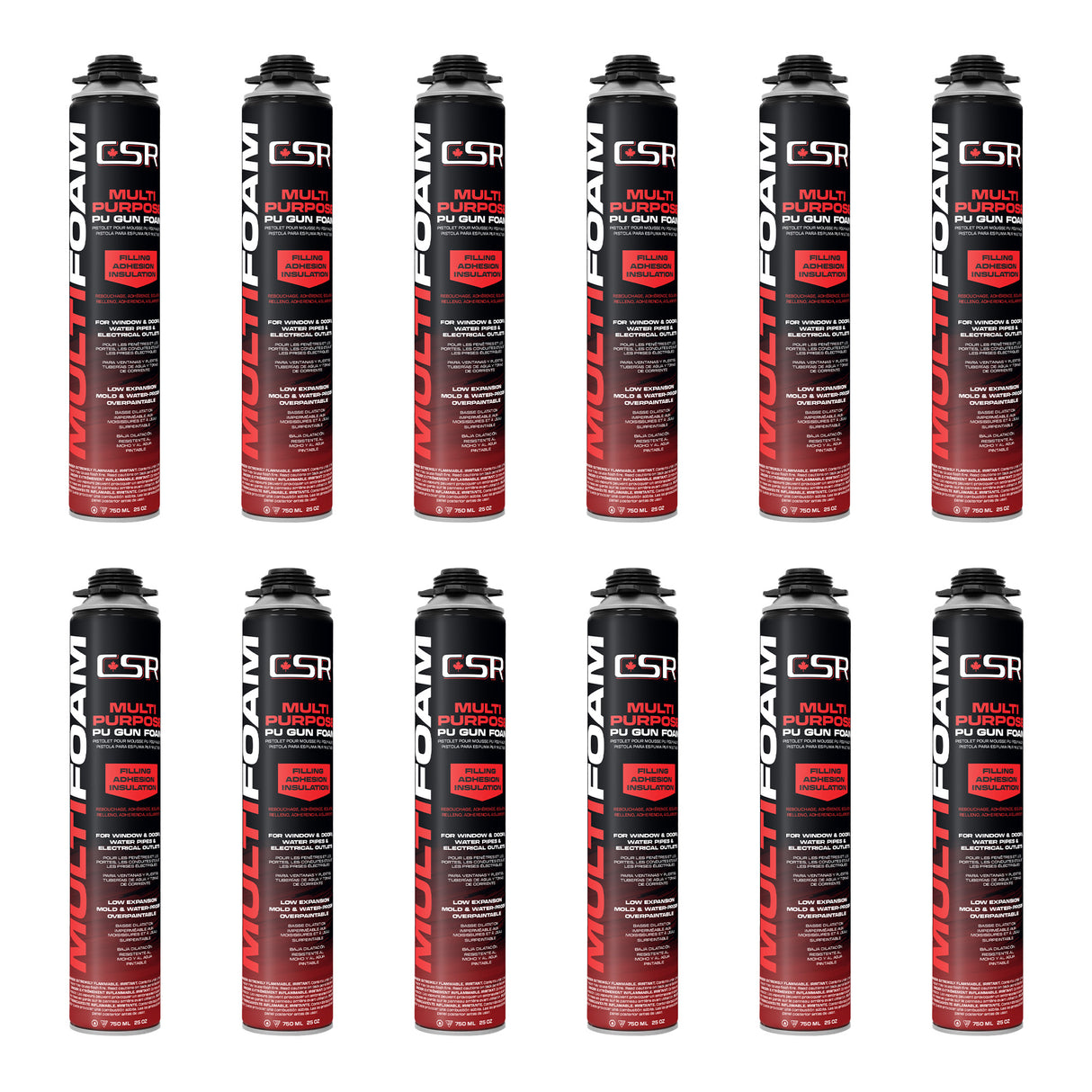 Sellador de espuma multiusos para puertas y ventanas CSR, 750 ml (25 oz)