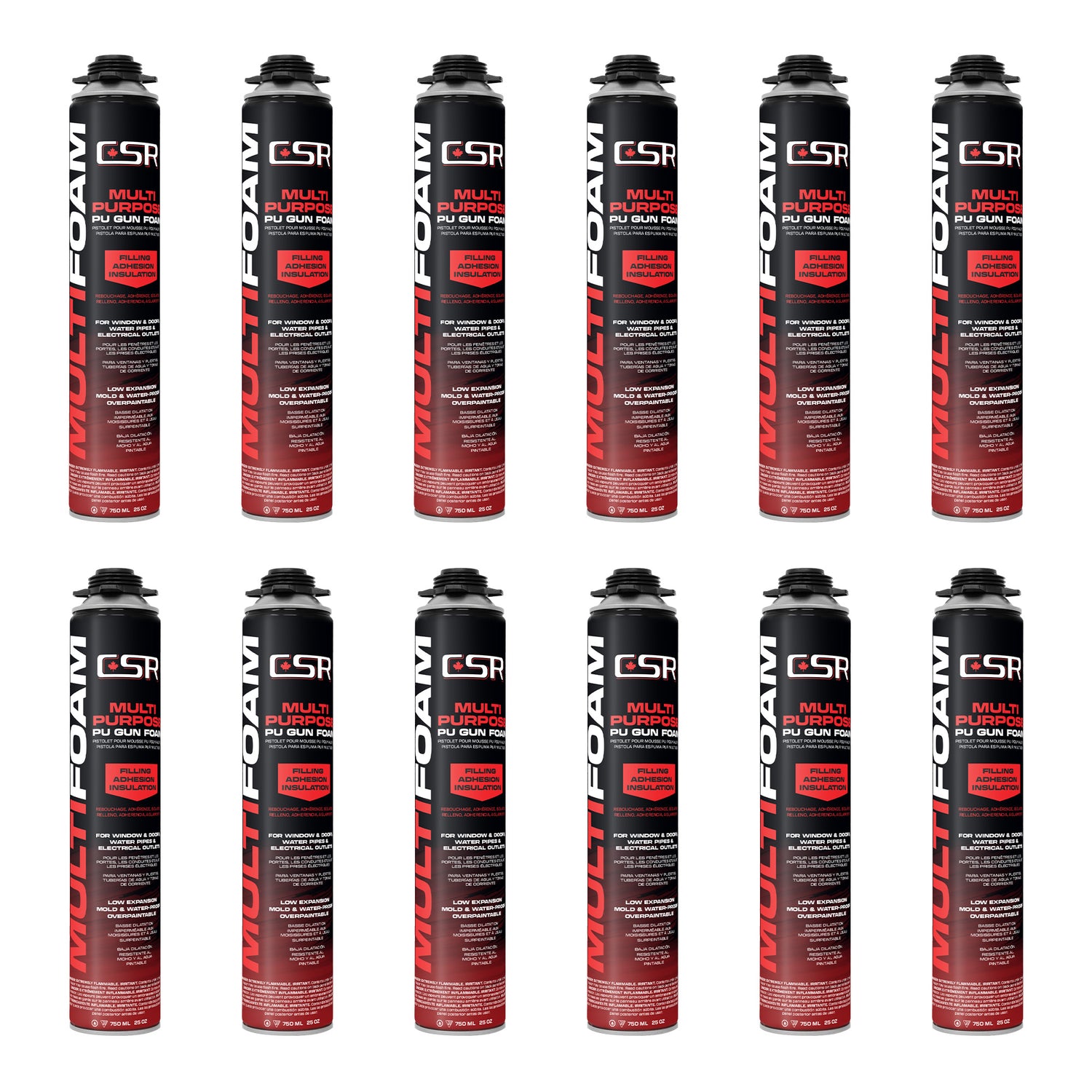 Sellador de espuma multiusos para puertas y ventanas CSR, 750 ml (25 oz)