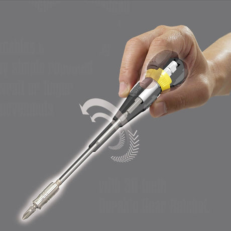 Destornillador de trinquete intercambiable con empuñadura esférica Vessel con juego de 10 puntas