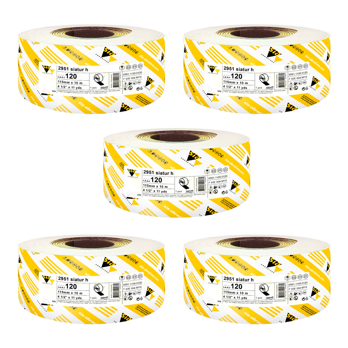 Sia Abrasives 4.5" x 11 Yardas Papel de lija con parte posterior de esponja