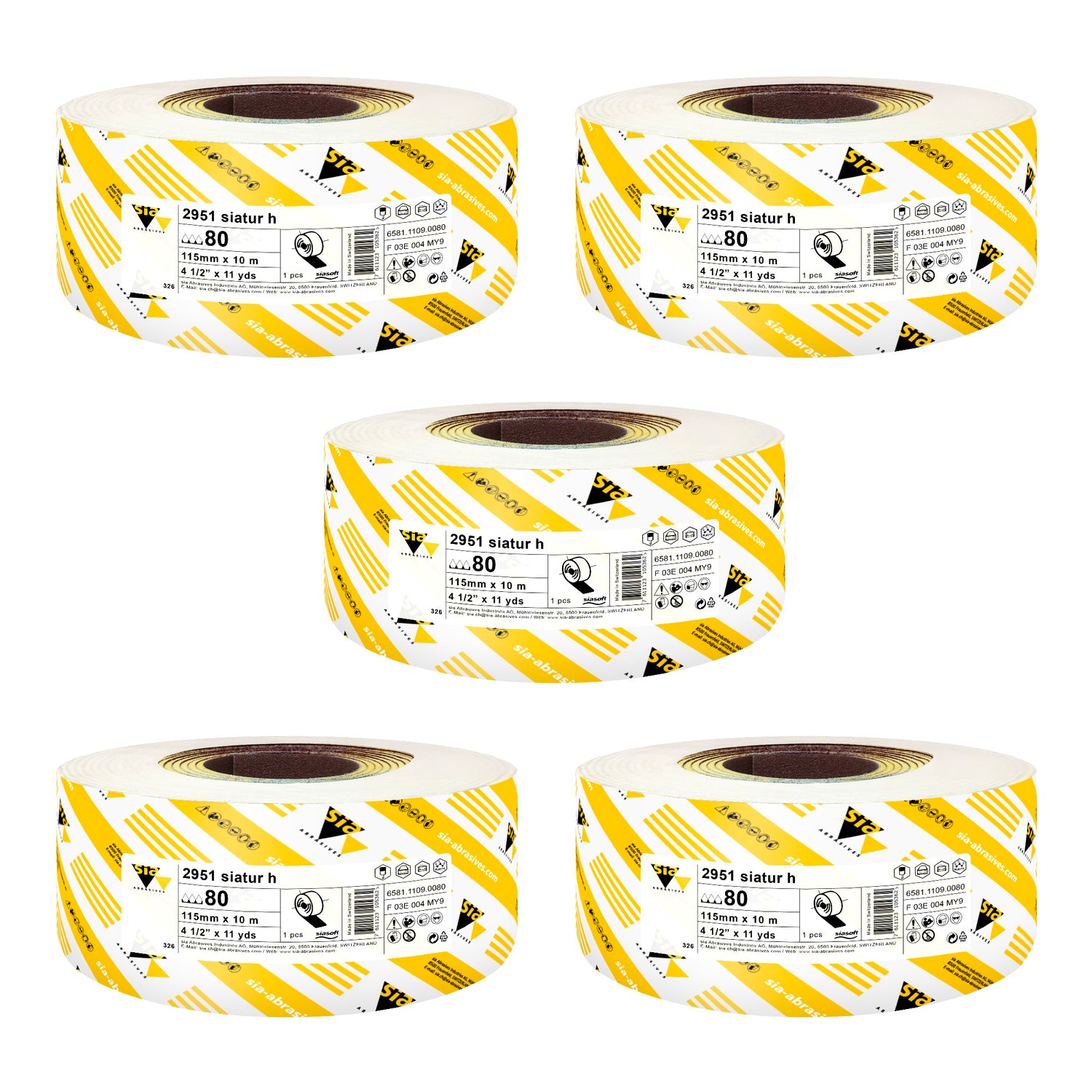 Sia Abrasives 4.5" x 11 Yardas Papel de lija con parte posterior de esponja