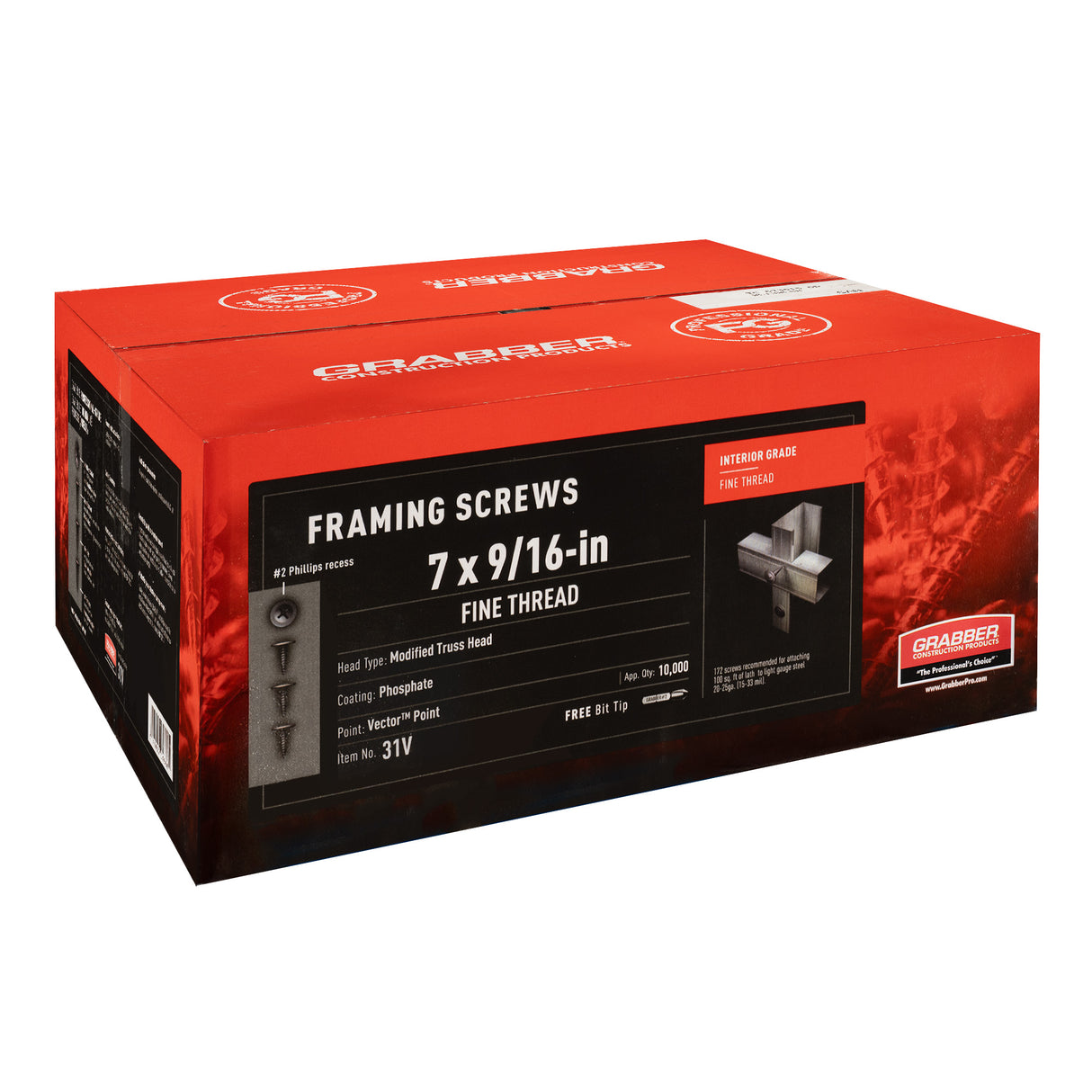 Grabber Wafer Framing Screws - Fine Thread - Vector Point Phosphate