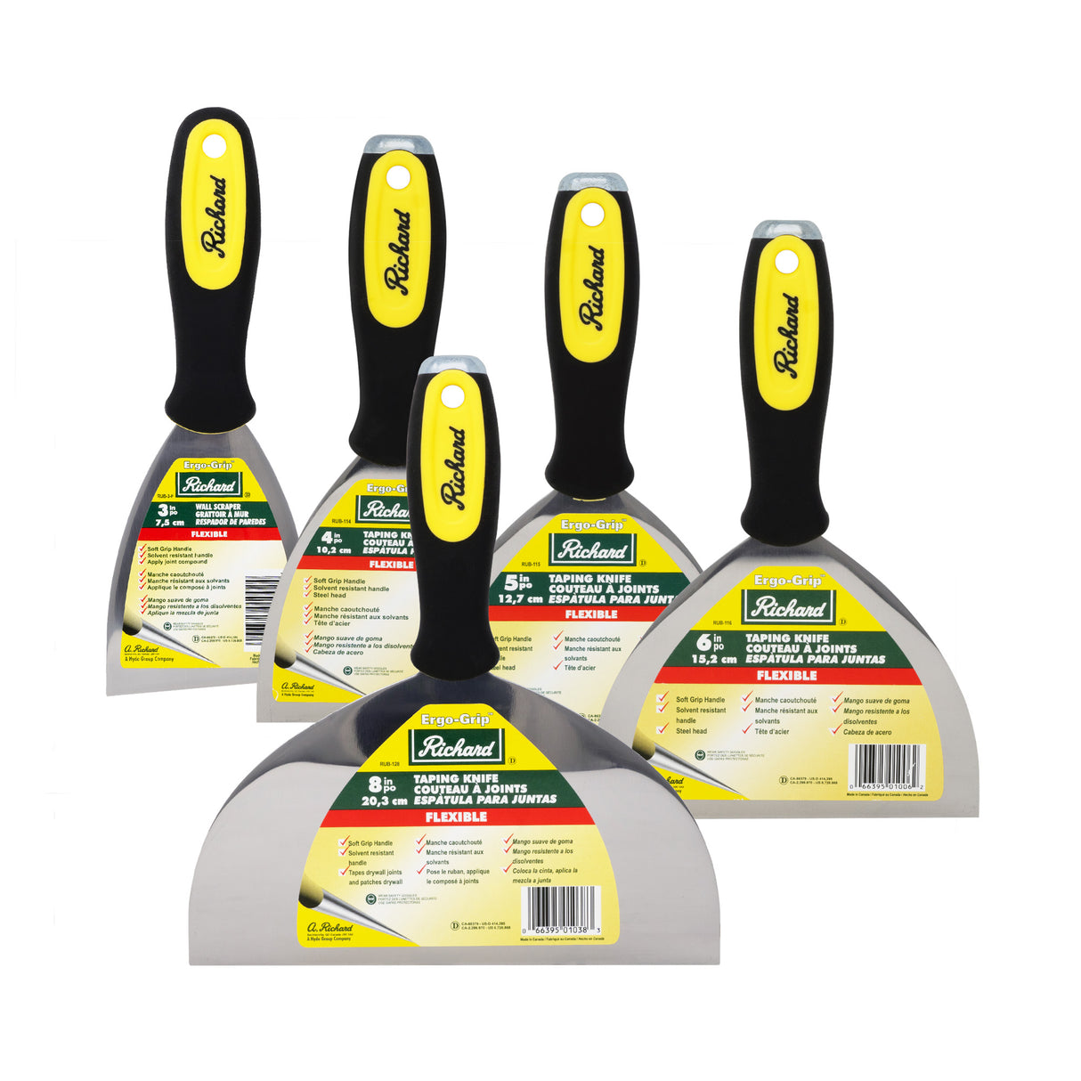 Juego de cuchillos para juntas de acero al carbono Ergo-Grip de 5 piezas Richard