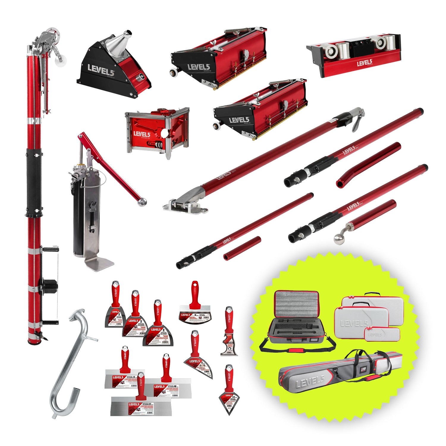 Juego completo L5T de nivel 5 con mangos extensibles y estuches de herramientas adicionales, 4-601P