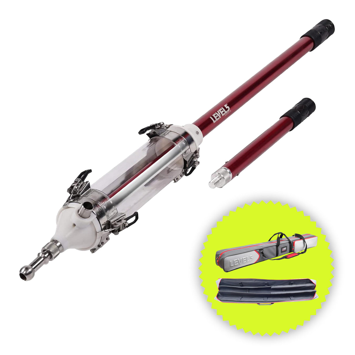 MiniShot de nivel 5 con extensión de mango y estuche de almacenamiento adicional