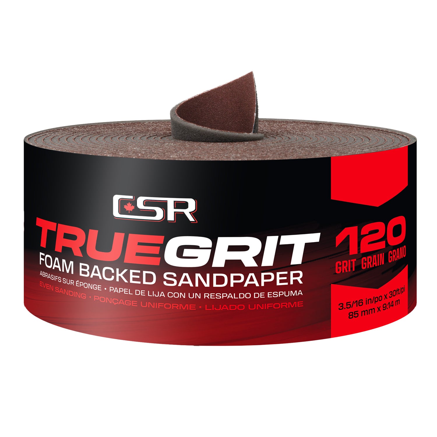 CSR 3-5/16" x 30' Papel de lija con respaldo de esponja