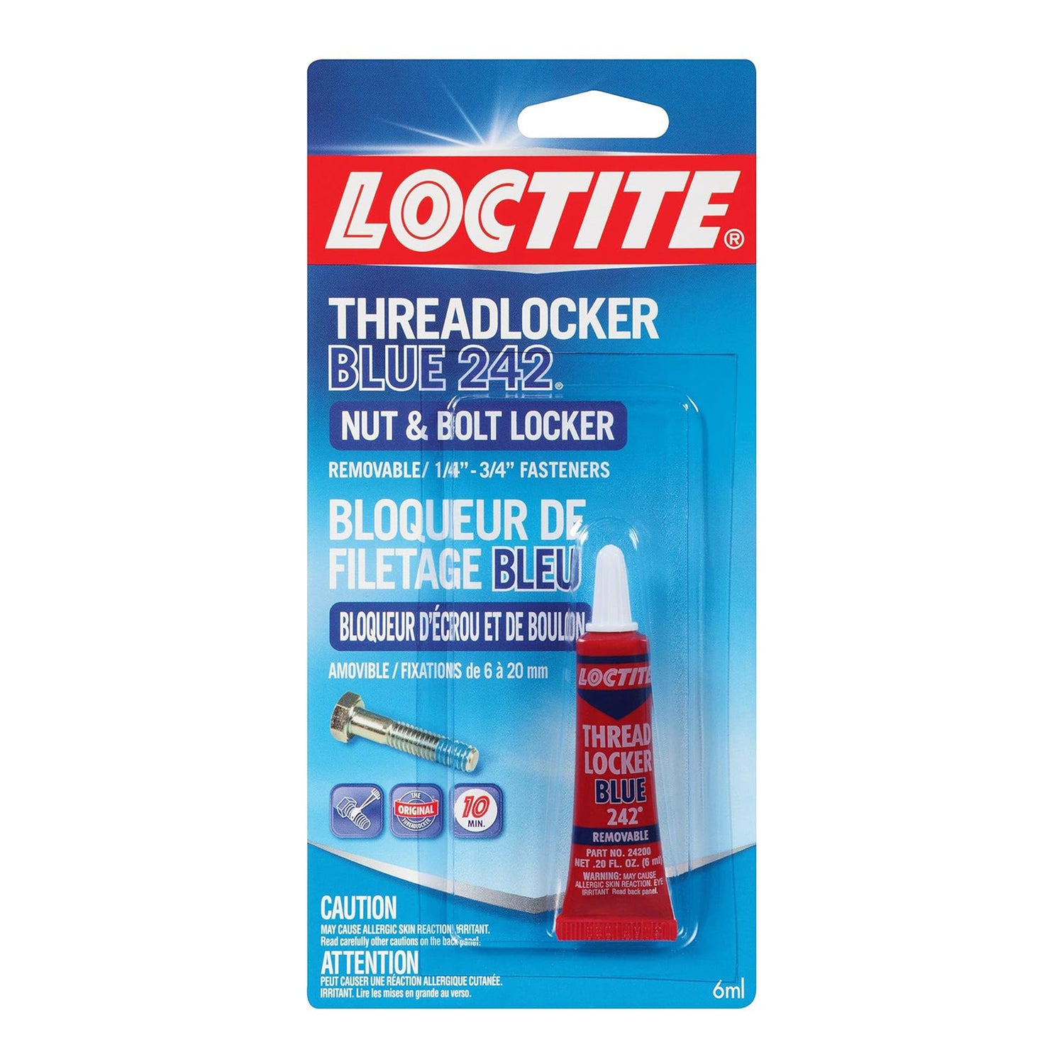 Fijador de roscas Loctite Azul 242 (0,2 onzas líquidas)