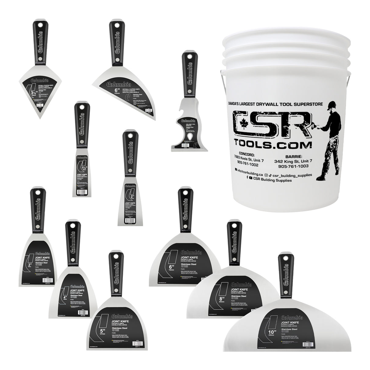 Juego completo de espátula de acero inoxidable Columbia con balde GRATIS