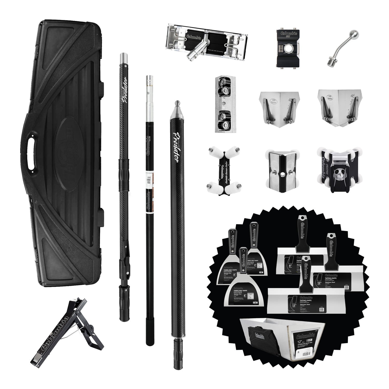 Columbia Predator Full Semi-Automatic Taping Tool and Sanding Set with Bonus Hand Tool Set