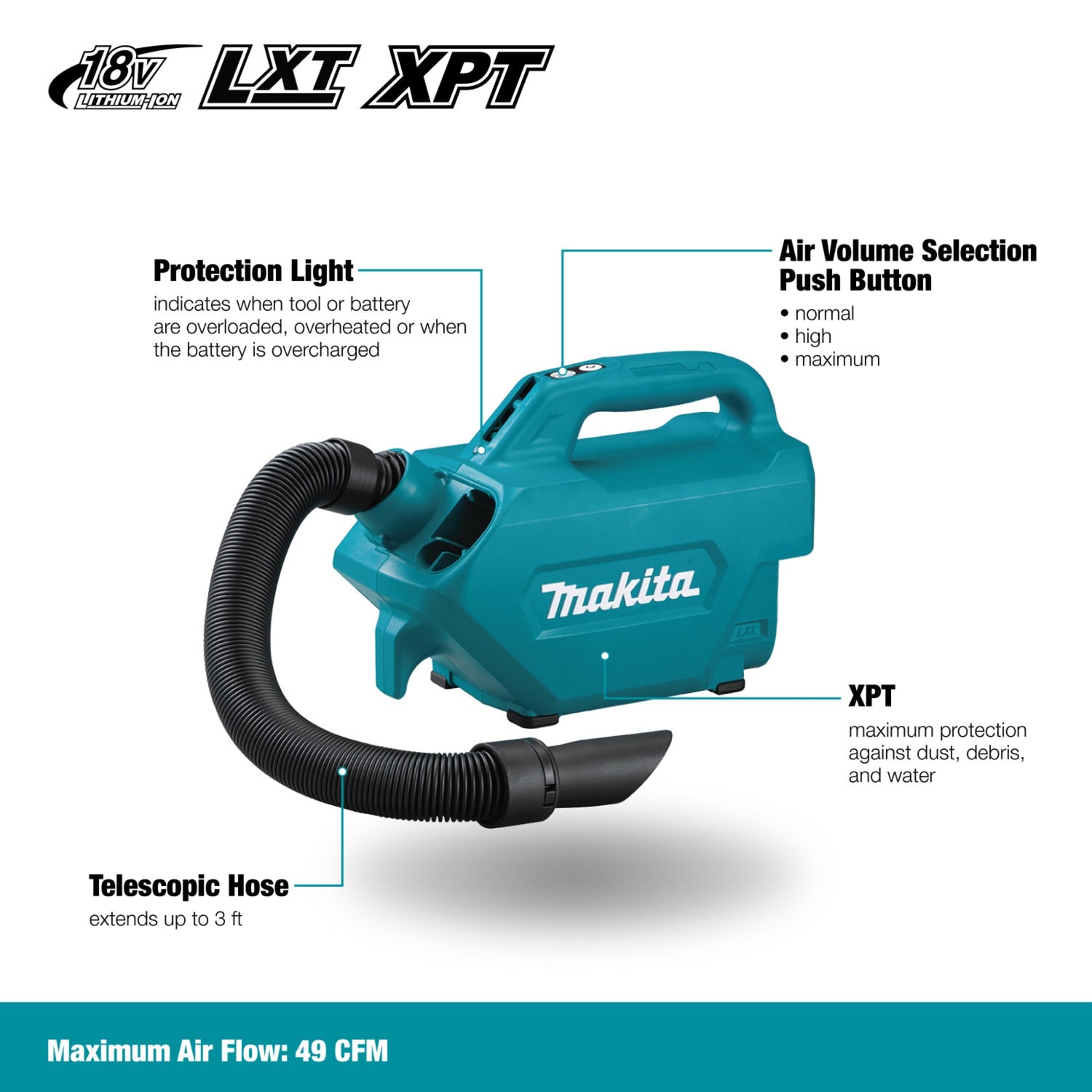 Makita DCL184Z 18V LXT Cordless Vacuum Cleaner 500ml (Tool Only)