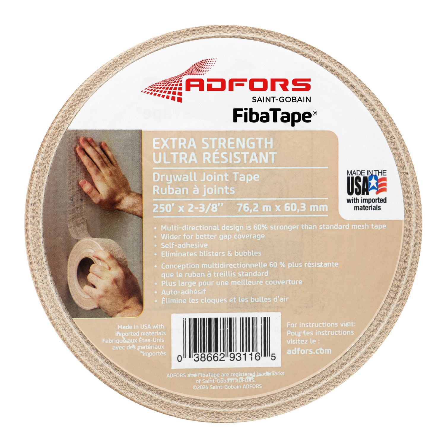 Adfors FibaTape Cinta de malla de yeso extra fuerte