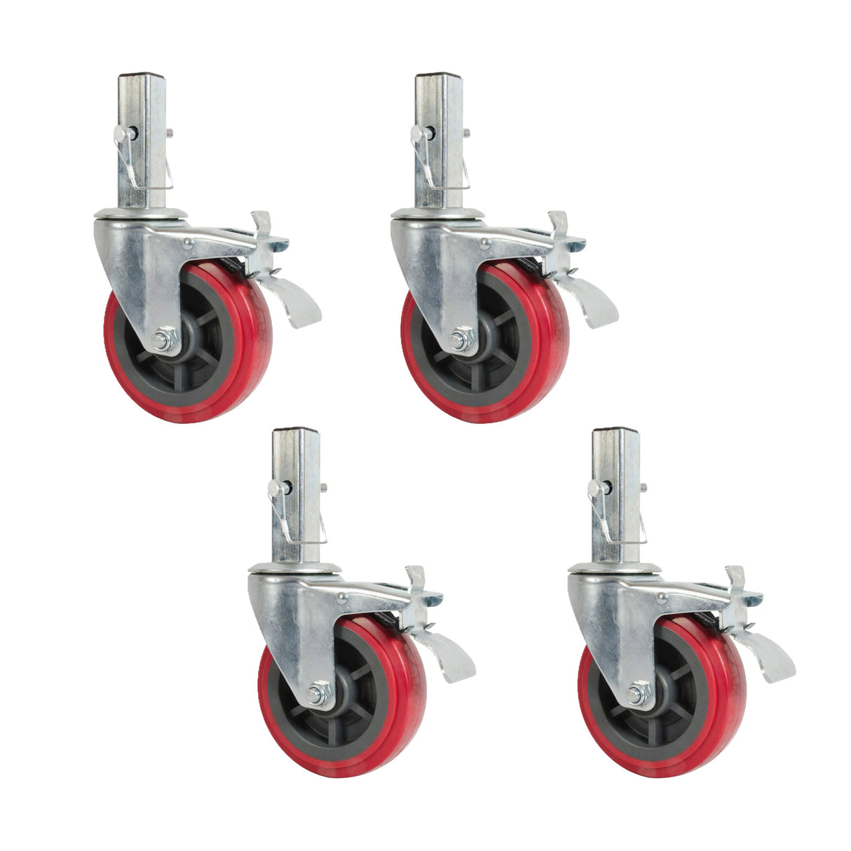 Rueda de alta resistencia Metaltech de 6" con pasador de bloqueo para plataforma de paneles de yeso Buildman de 6'