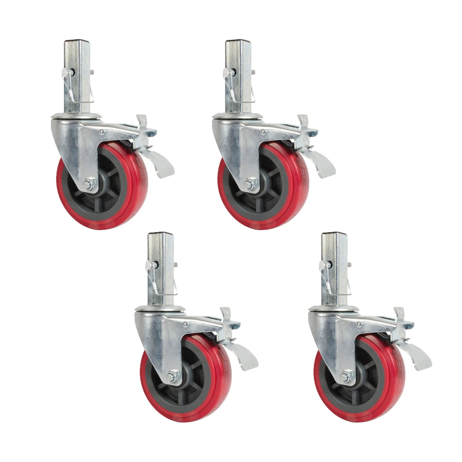 Rueda de alta resistencia Metaltech de 6" con pasador de bloqueo para plataforma de paneles de yeso Buildman de 6'