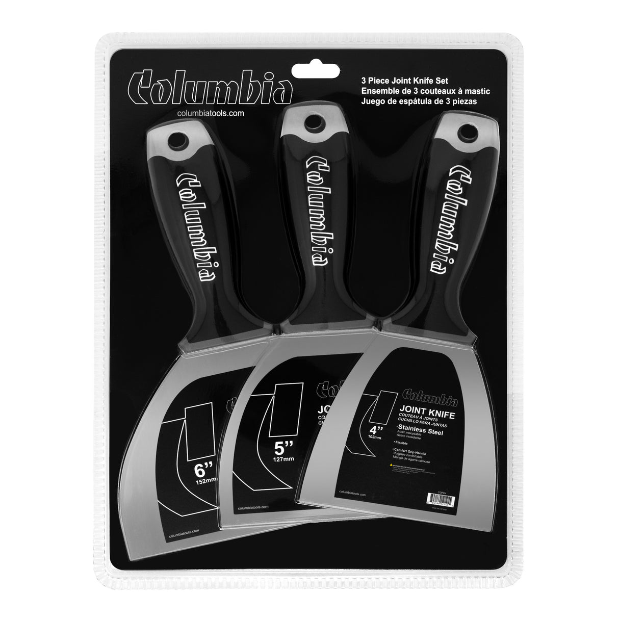 Columbia 3 Piece Stainless Steel Comfort Grip Joint Knife Set