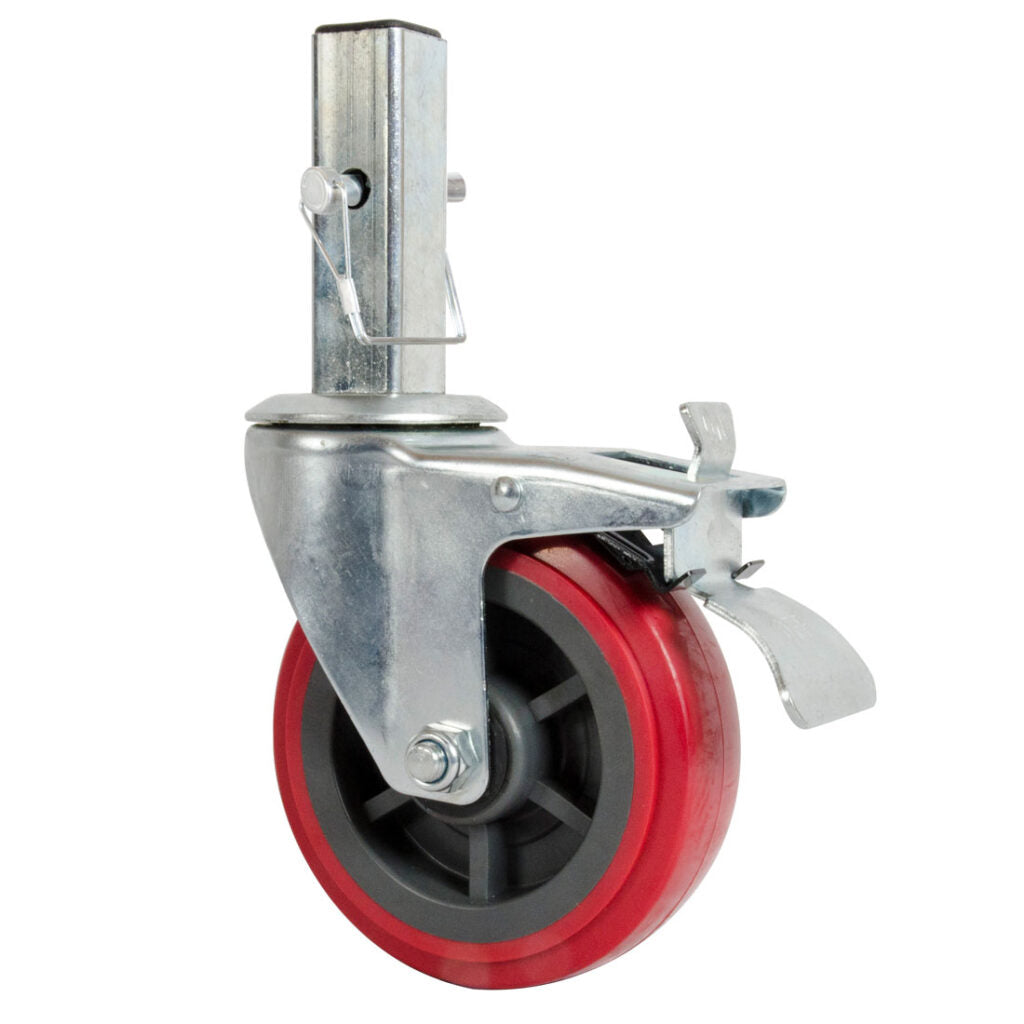 Rueda de alta resistencia Metaltech de 6" con pasador de bloqueo para plataforma de paneles de yeso Buildman de 6'