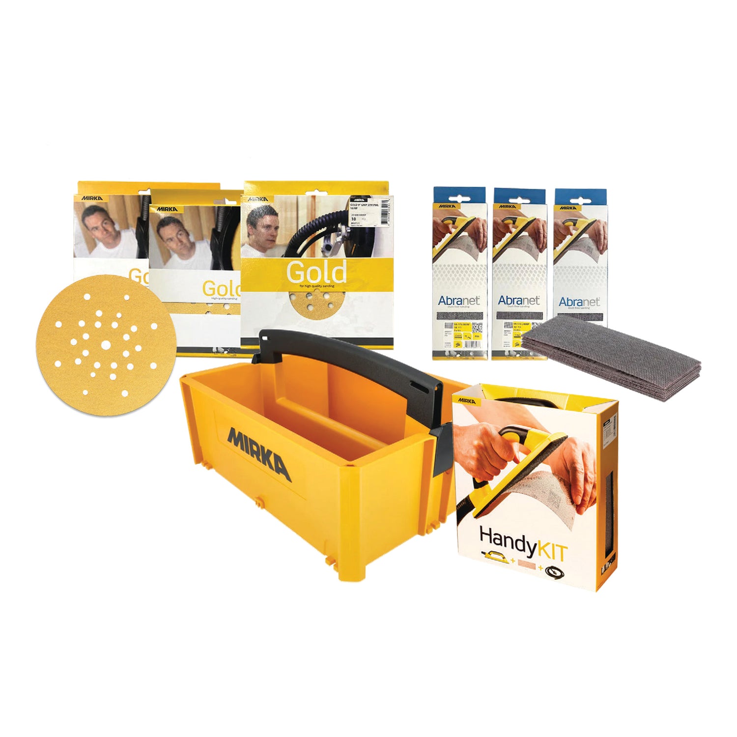 Lijadora de paneles de yeso Mirka Premium LEROS de 9" con paquete combinado de extractor de polvo de limpieza de filtro automático