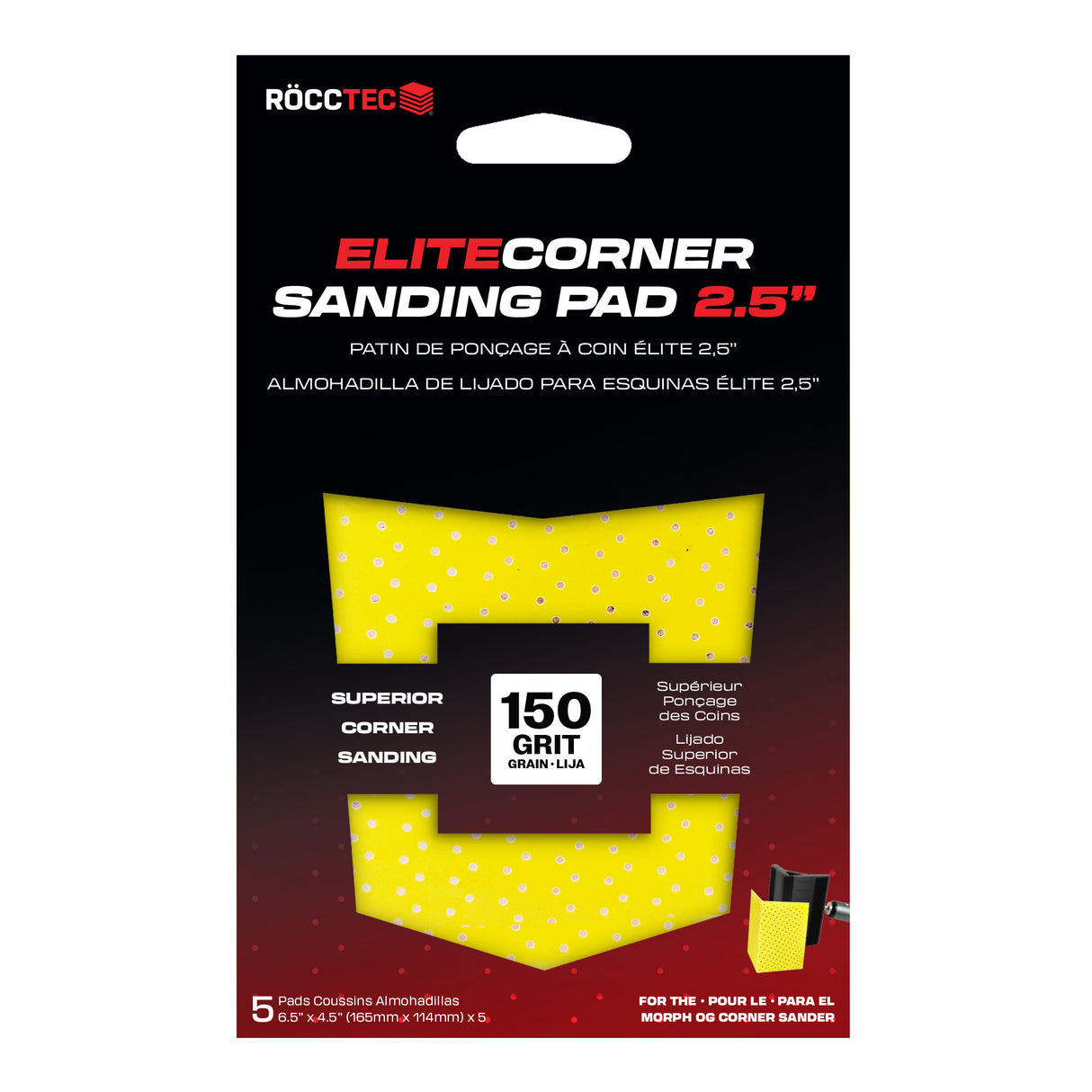 RoccTec Elite Corner Sanding Pad 2.5" (5 Pack)