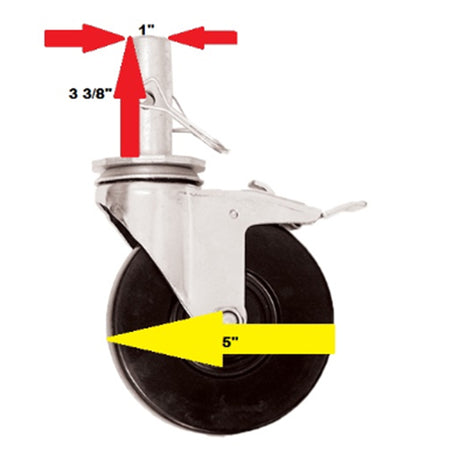 Rueda de vástago redondo de 5" de la marca Circle para andamio plegable de aluminio de 6'