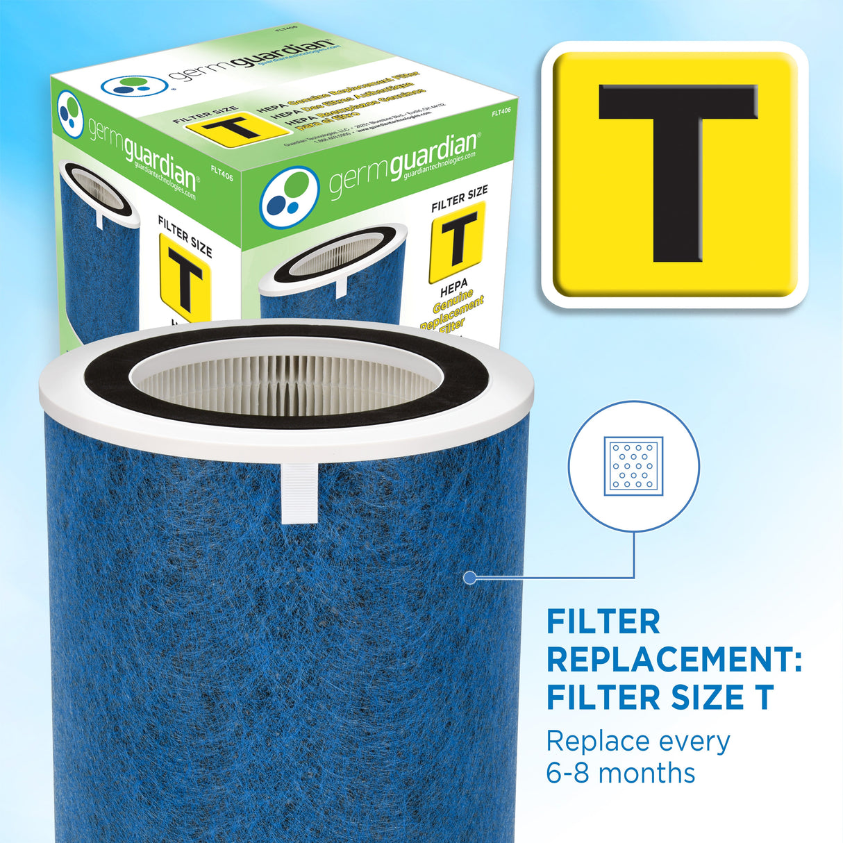 GermGuardian FLT406 True HEPA GENUINE Replacement Filter T