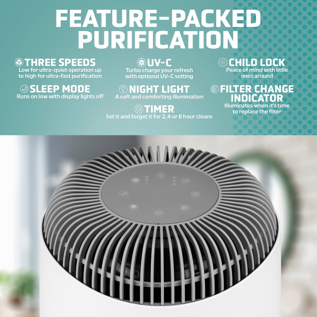 GermGuardian AC151 Compact Air Purifier with HEPA Filter, Odor Control & UV-C