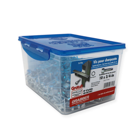 Tornillos para marcos de cabeza hexagonal Grabber - Punta de broca - Zinc transparente