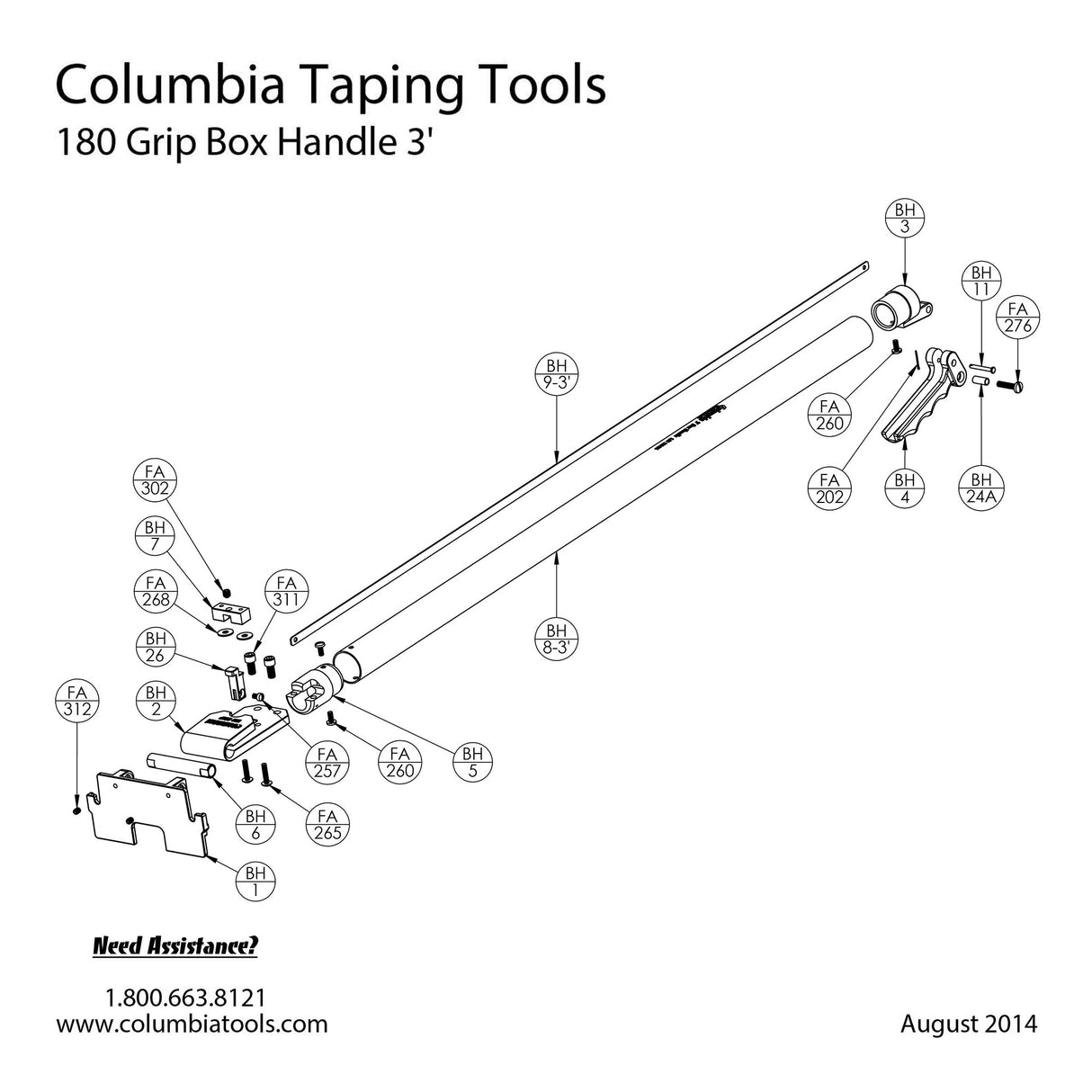 Columbia 180 Grip Box Handle Piezas de reparación