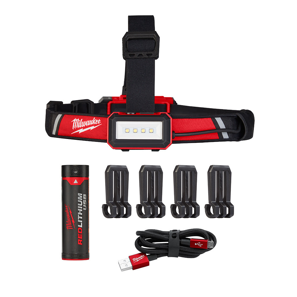 Milwaukee 2115-21 Linterna frontal recargable USB de bajo perfil