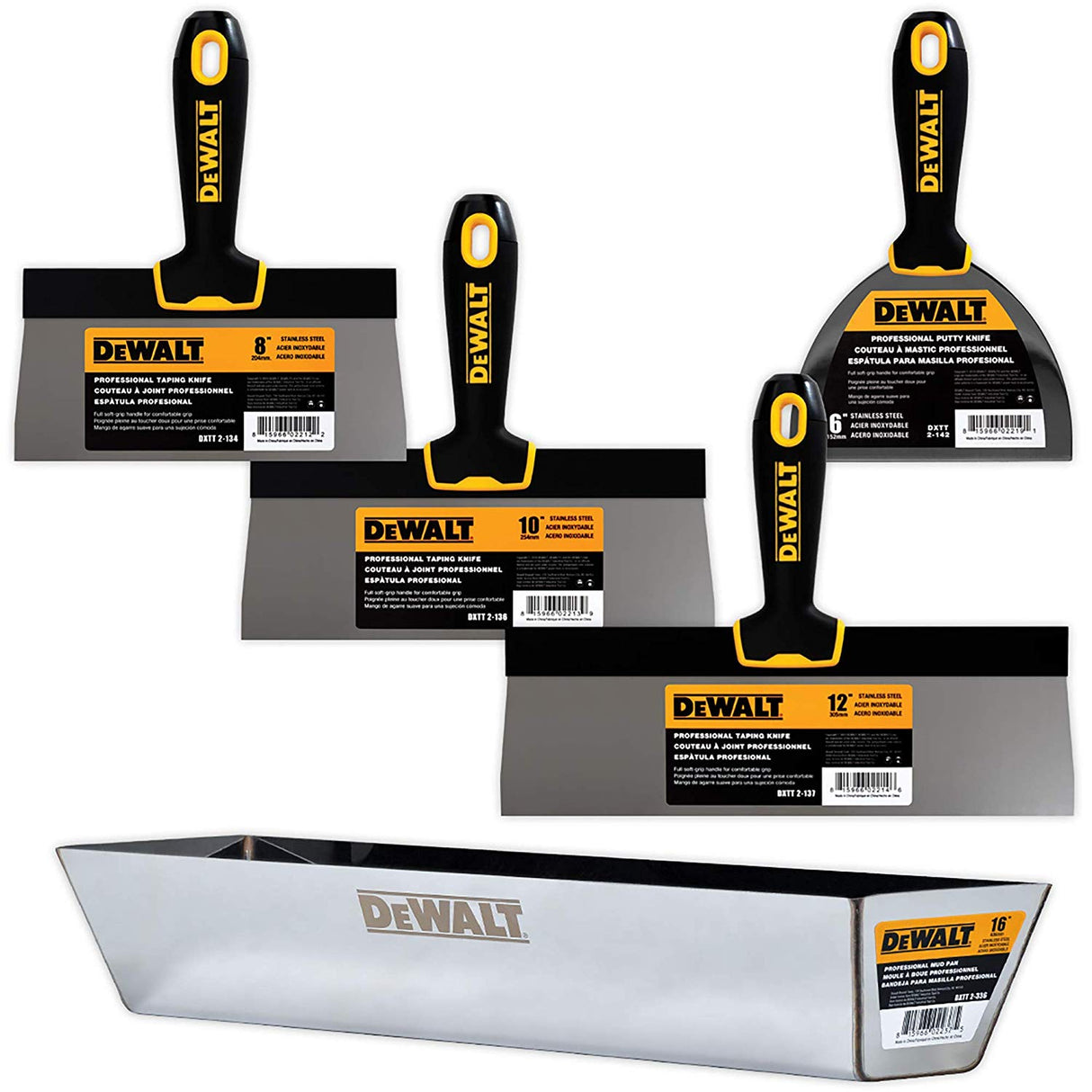 DeWalt Cuchillo para encintar de acero inoxidable y juego de charola para lodo DXTT-3-173