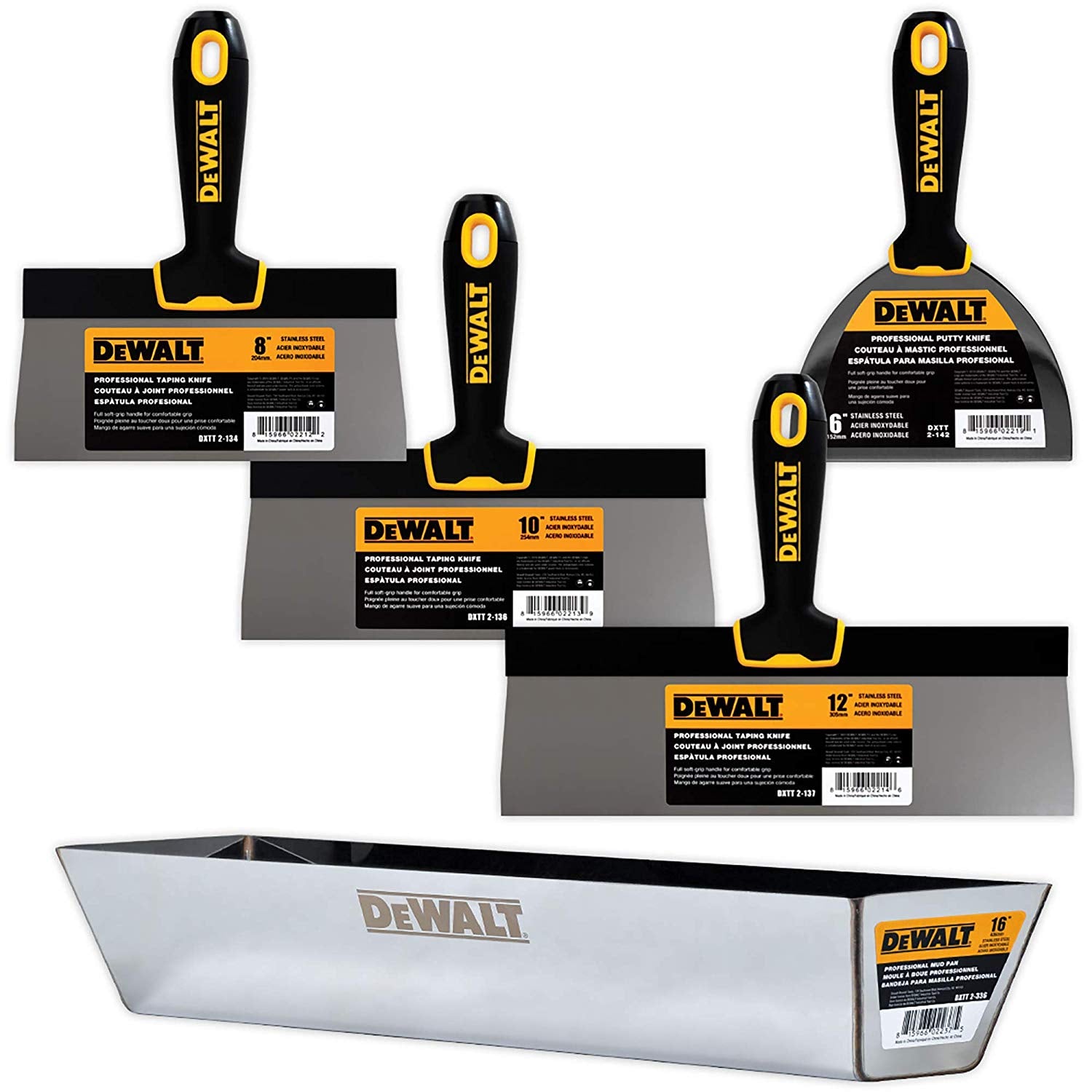 DeWalt Cuchillo para encintar de acero inoxidable y juego de charola para lodo DXTT-3-173