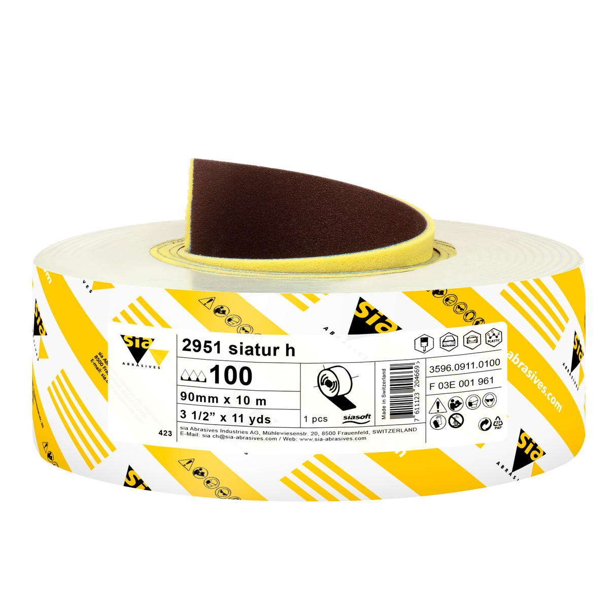 Sia Abrasives 3.5" x 11 yards papel de lija con parte trasera de esponja