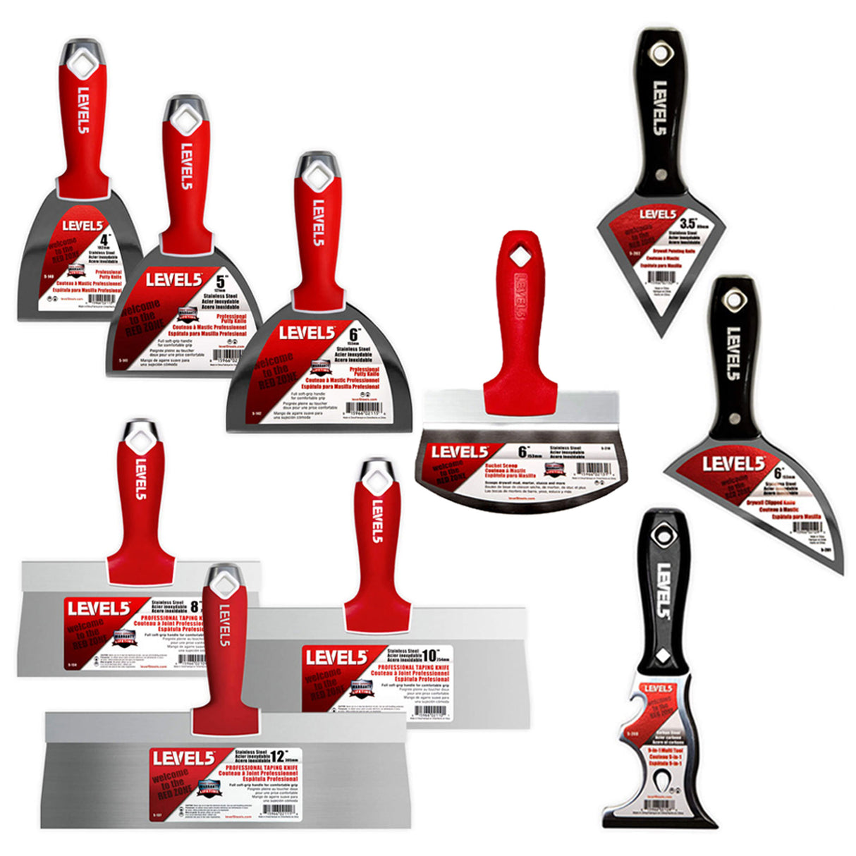 Juego de herramientas manuales de acero inoxidable de lujo Level 5 5-623