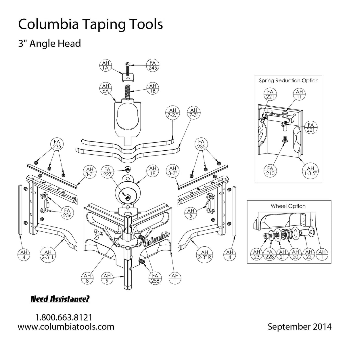 Piezas de reparación de cabeza angular Columbia