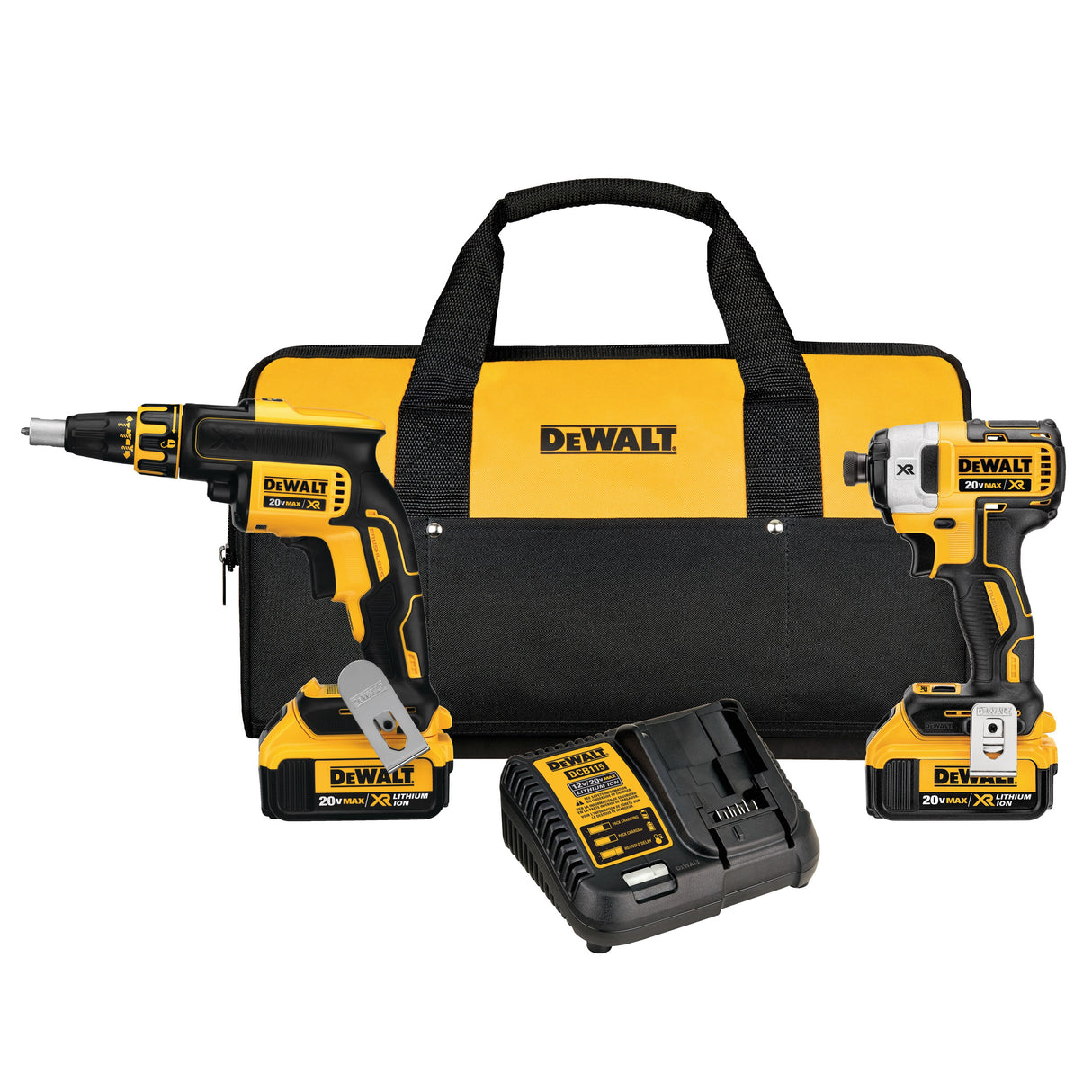 DeWalt DCK267M2 20V MAX Destornillador de paneles de yeso sin escobillas y kit combinado de herramientas de destornillador de impacto (4.0ah)