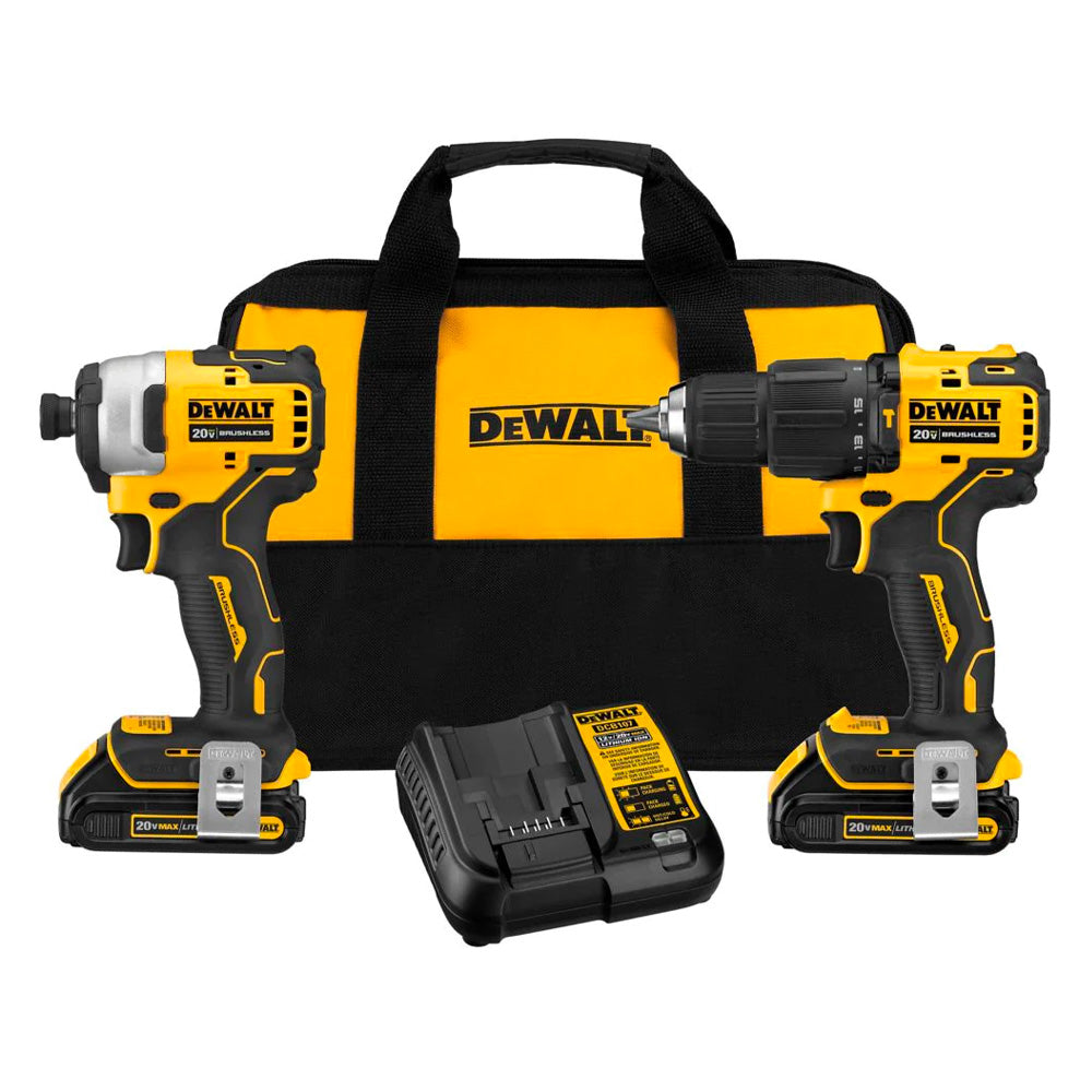 DeWalt DCK279C2 Atomic 20V Max Kit combinado de taladro percutor/destornillador de impacto sin escobillas y destornillador de impacto