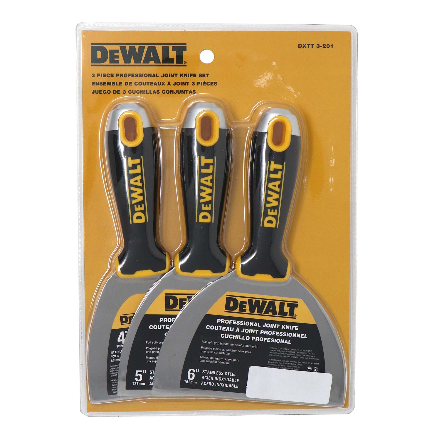Juego de cuchillos para juntas de acero inoxidable profesional DeWalt DXTT-3-201