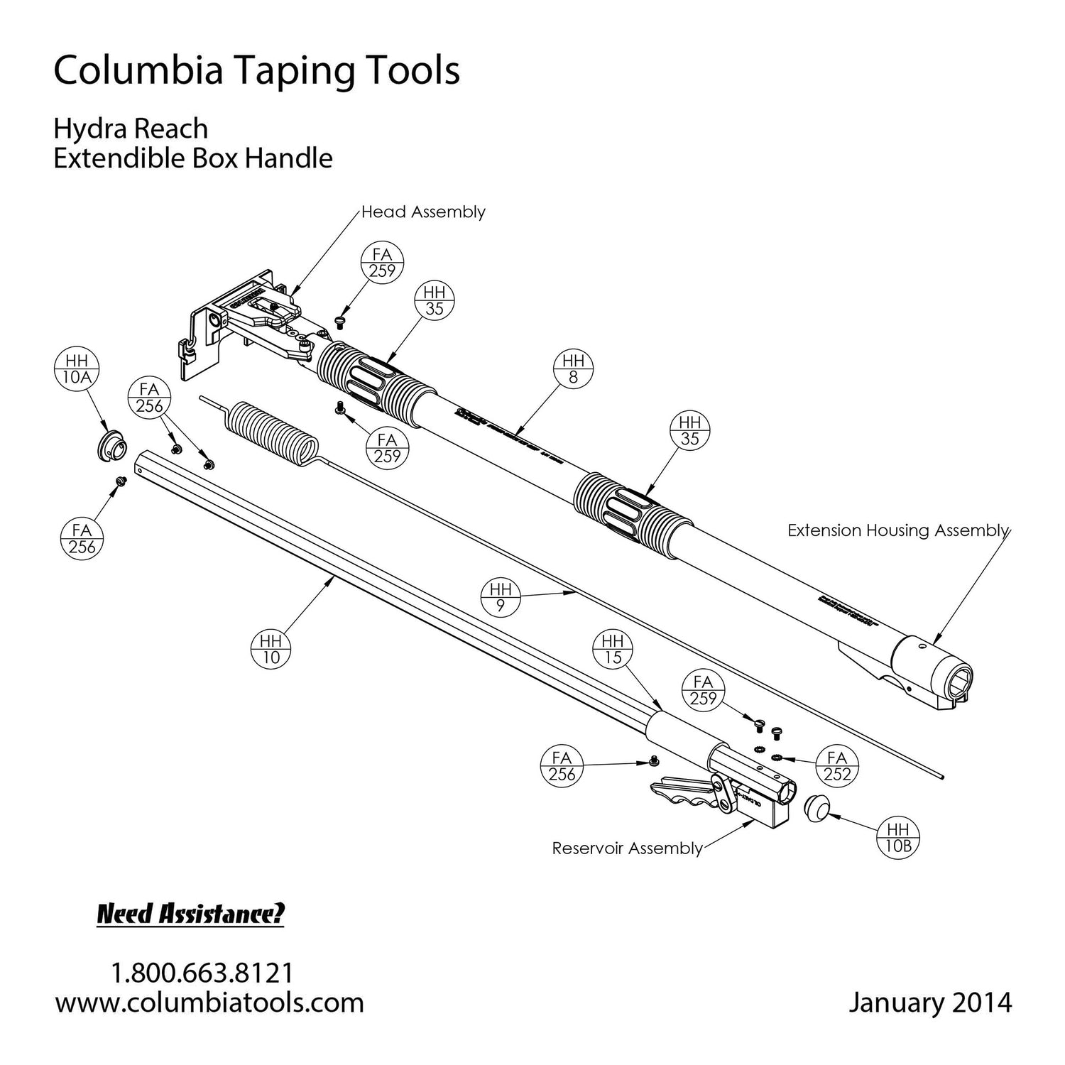 Columbia Hydra-Reach Manija de caja Repuestos