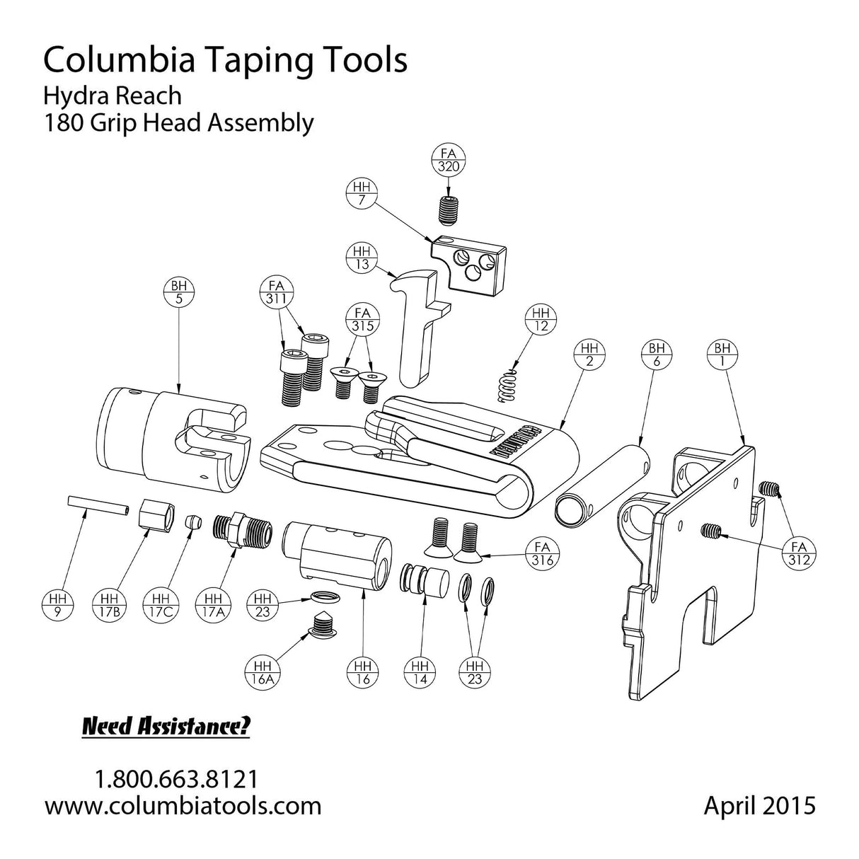 Columbia Hydra-Reach Manija de caja Repuestos