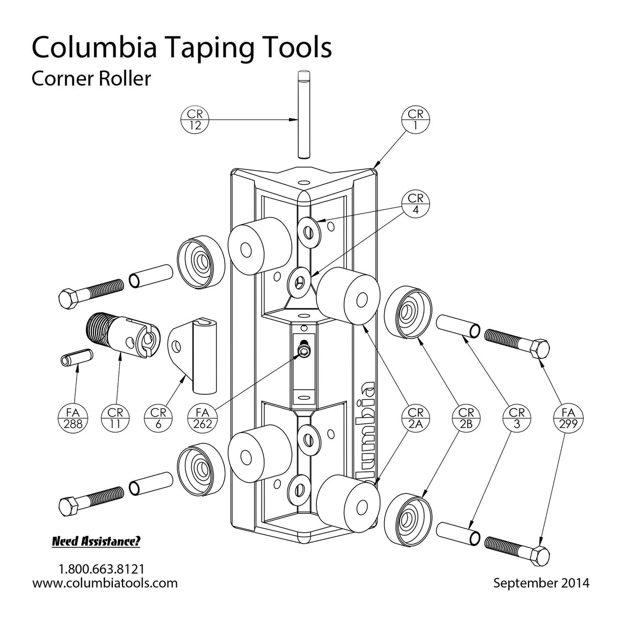 Piezas de reparación de rodillos de esquina Columbia