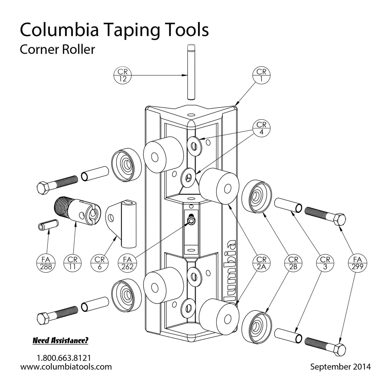 Piezas de reparación de rodillos de esquina Columbia