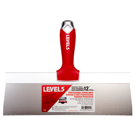 LEVEL5 12-INCH STAINLESS STEEL TAPING KNIFE | SOFT GRIP | 5-137