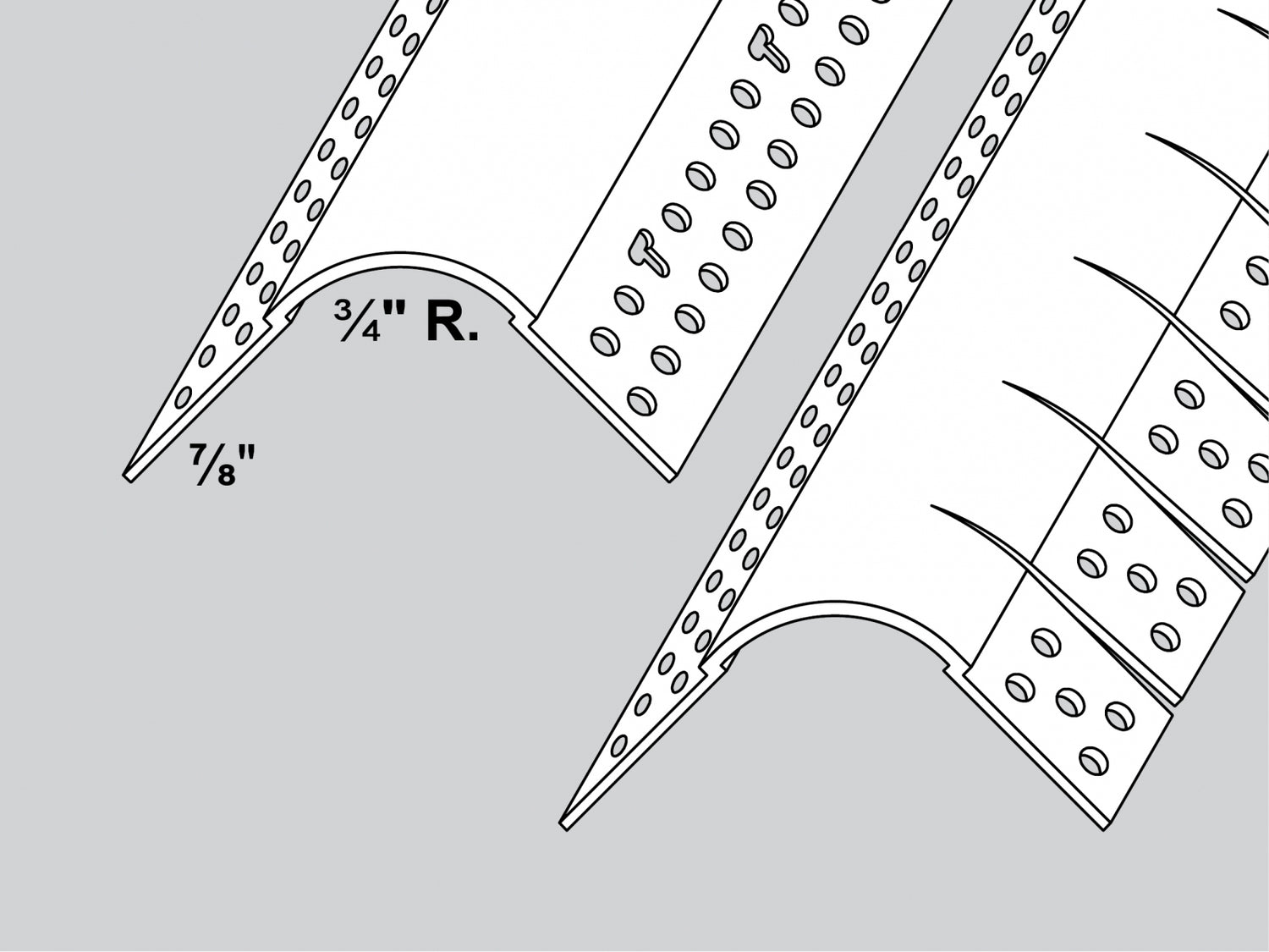 Trim-Tex ¾" R. Esquinero grande de punta redondeada y arco