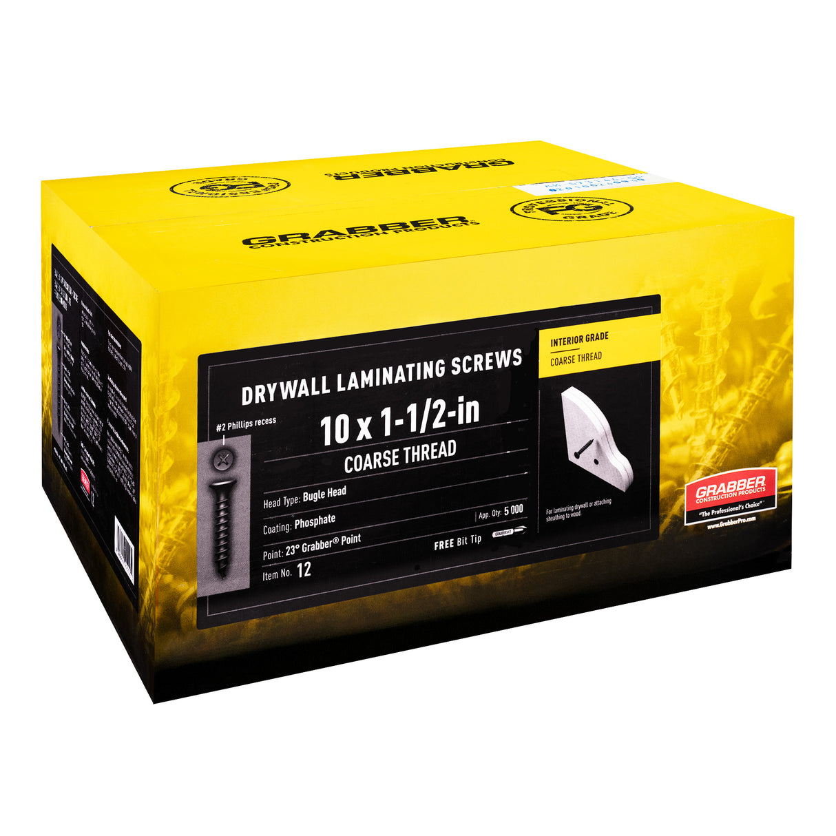 Vis à plastifier pour cloisons sèches Grabber - tête clairon - gros filet