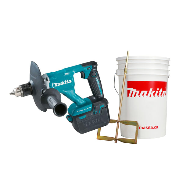 Makita Cordless Mixer with Brushless Motor (Tool Only) 1/2" Spade Drill Kit