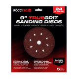 Disques de ponçage ronds RoccTec 9" Saphir Red Procut pour plaques de plâtre Festool (paquet de 5)