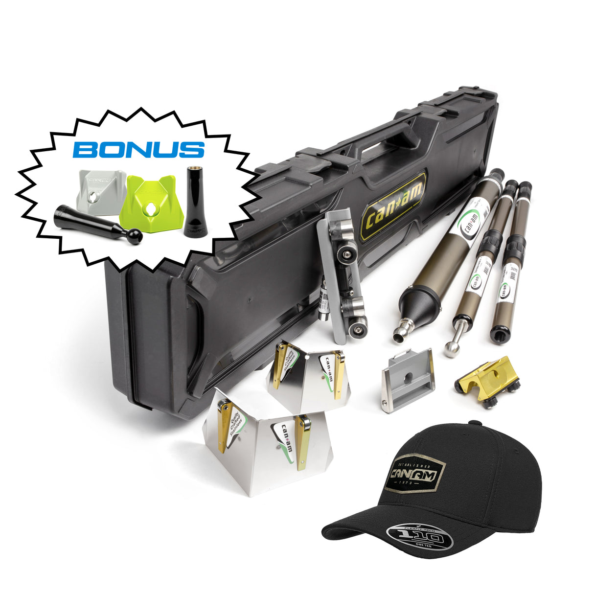 Trousse à outils compacte Can-Am GoldCor avec articles bonus et chapeau FlexFit