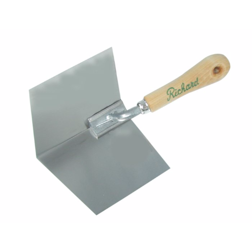 Richard Drywall Inside Corner Tool with Wood Handle, 4” Flexible Stainless Steel Blade