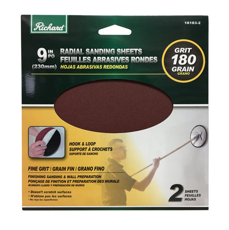 Feuilles abrasives radiales Hook &amp; Look de 9 po Richard (paquet de 2)