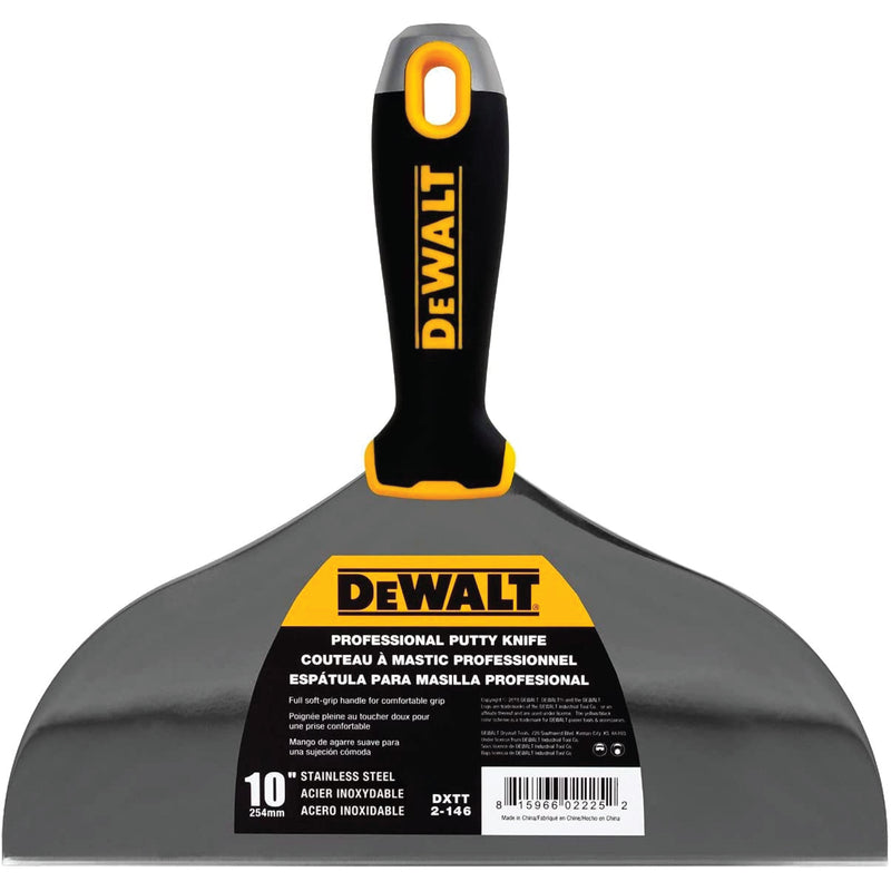 DeWalt Tools Cuchillo para masilla/acabado de acero inoxidable - Mango de agarre suave