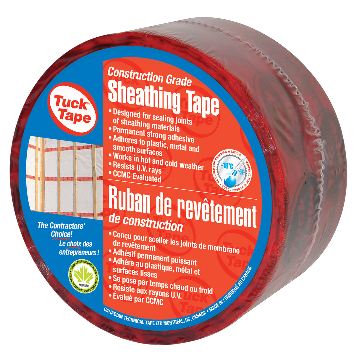 Tuck Tape Cinta de revestimiento roja 60 mm x 55 m